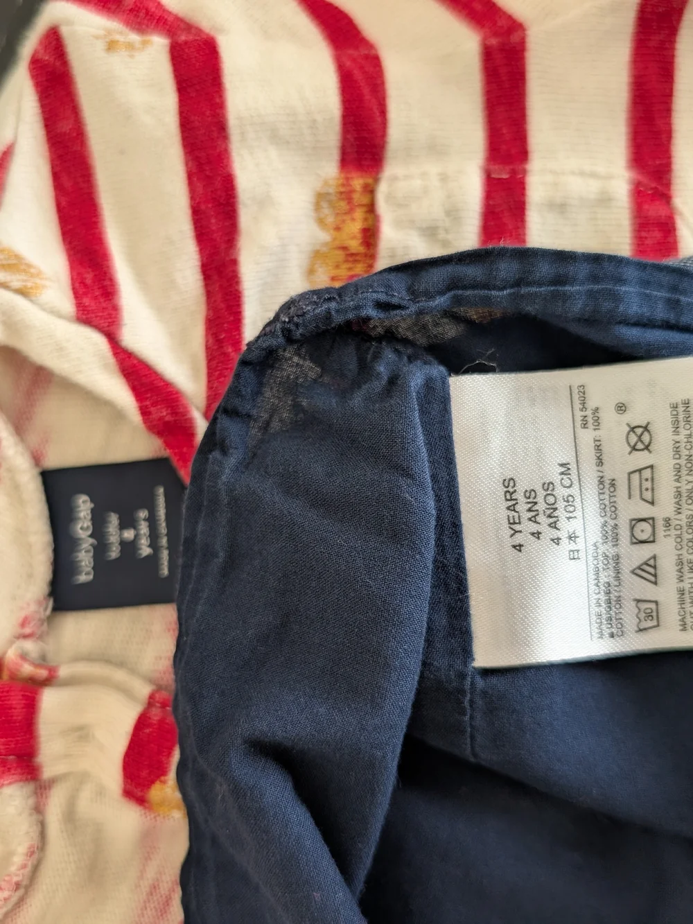 GAP Red and Gold Heart Stripe Dress with Navy Skirt 4T